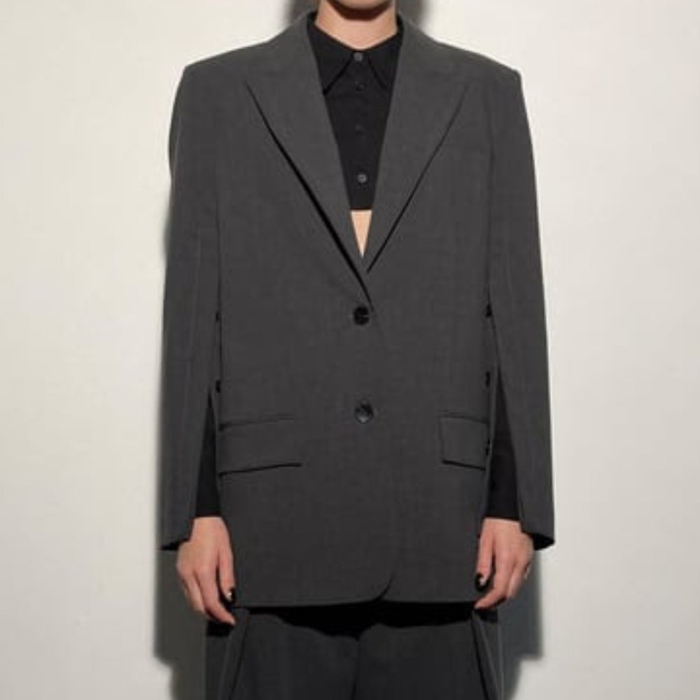 Zara women's vented blazer, charcoal grey. EUC. Size XL.